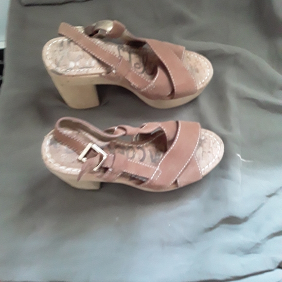 Sam Edelman Mae suede wood platform heel size 7 - Picture 5 of 5